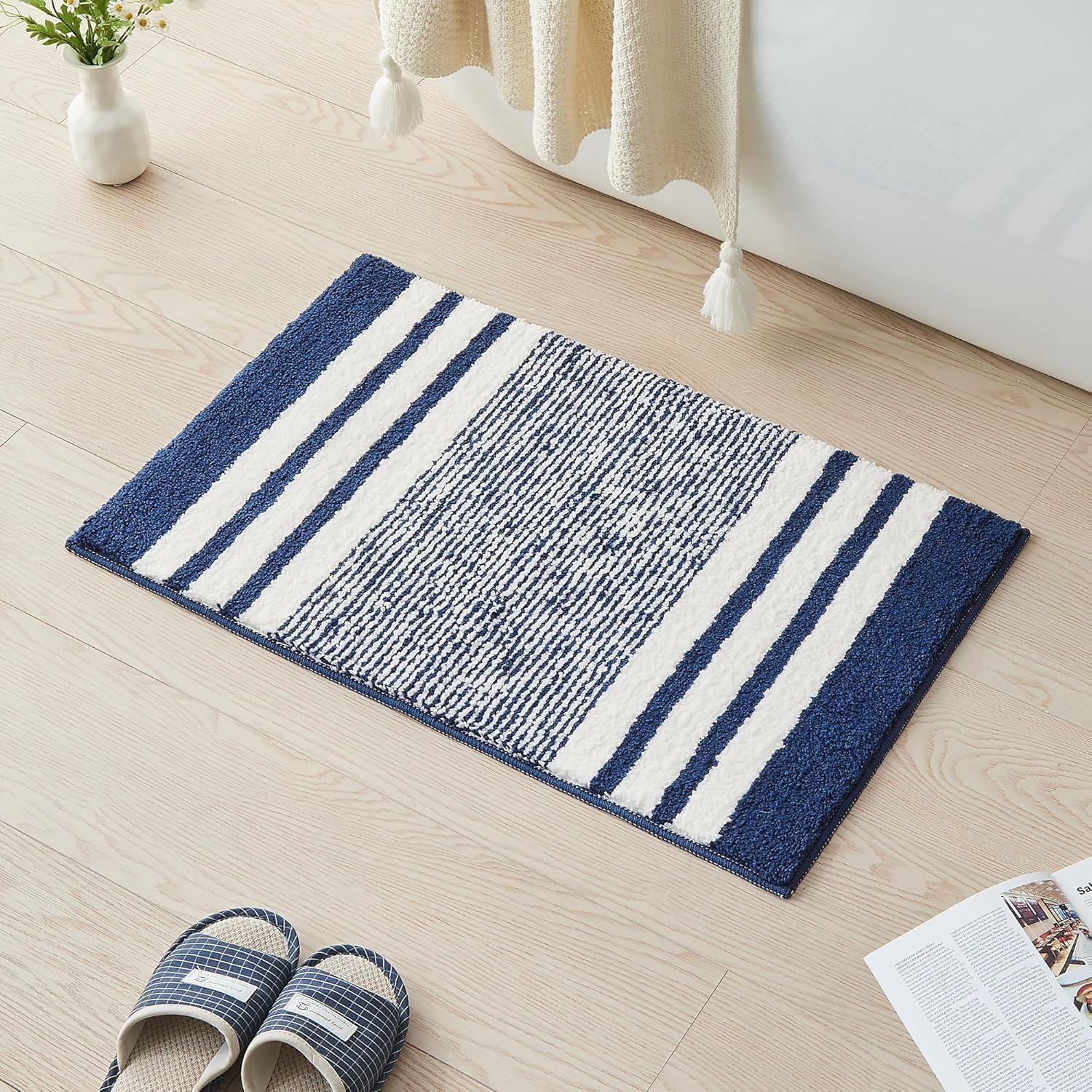 Alfombra lavable y antideslizante de cocina, modelo rectangular a rayas