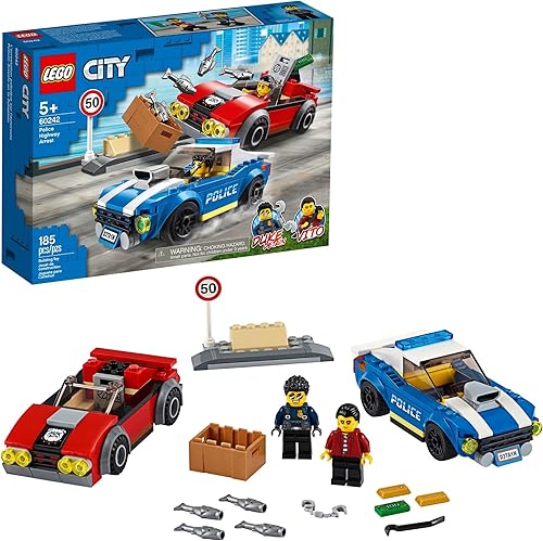 LEGO City Police Highway Arrest 60242 Juguete policial, divertido juego de construcción para niños (185 piezas)