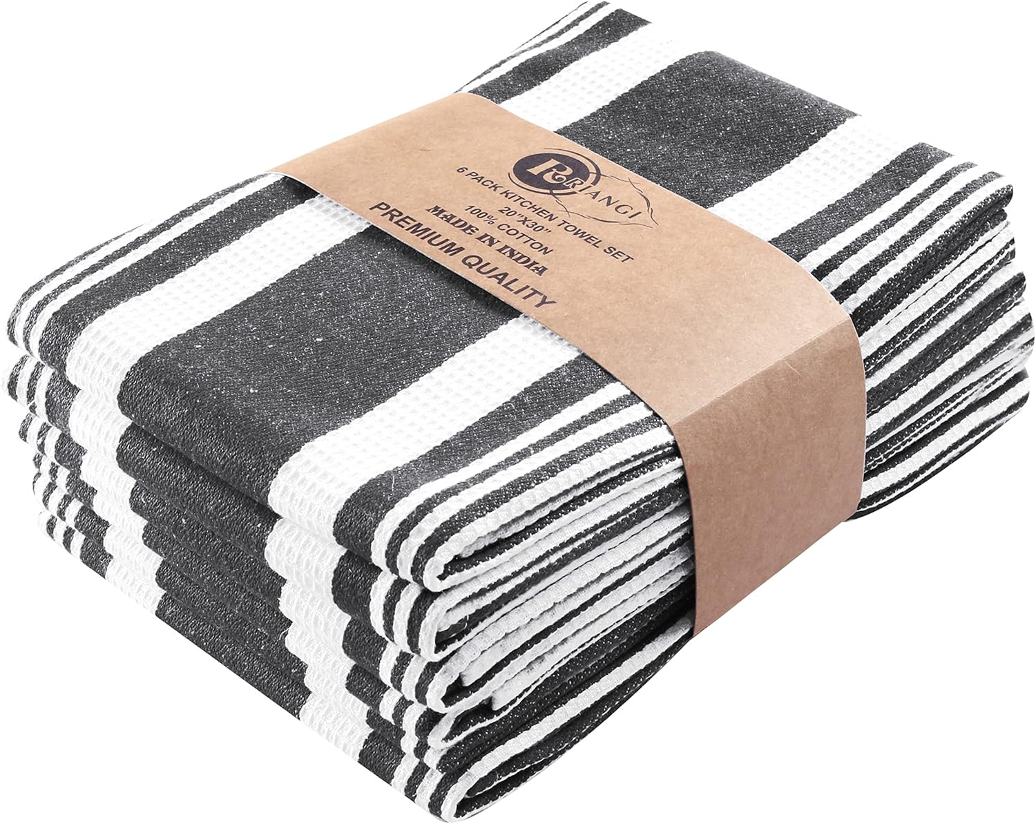 Trendy Stripes Dove Grey / White Grey Kitchen Towel Set Of
