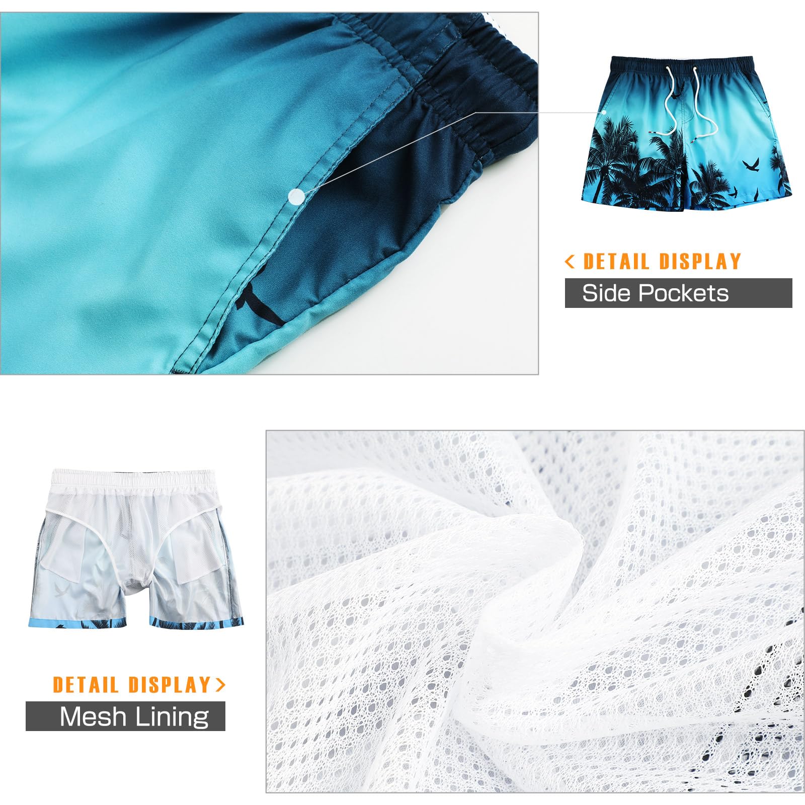Danfiki Pantaloncini Costume da Bagno Uomo Asciugatura Veloce Calzoncini da Beach Costume da Bagno Fodera Rete con Taschino e Coulisse Trunks