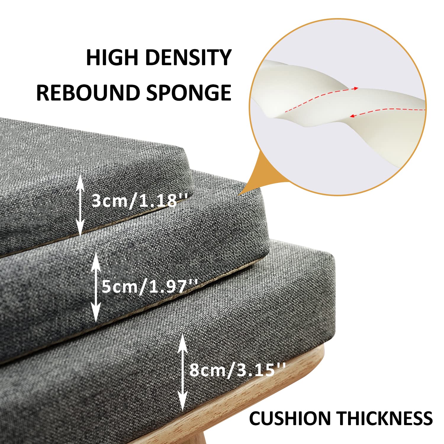 Cuscino in schiuma ad alta densità per alleviare la malattia, 30 colori, spessore 3/5/8 cm, lavabile, 120 x 45 x 5 cm, per tavolo e sediaComfort e supporto
