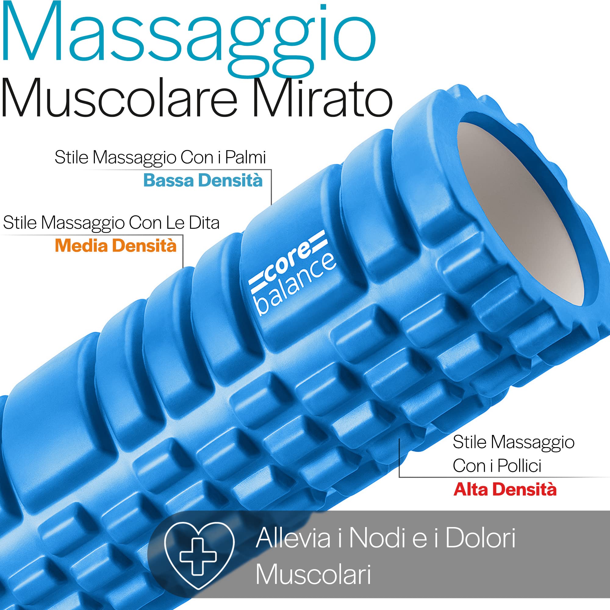 Core Balance Foam Roller- Rullo in Schiuma per Il Massaggio Muscolare Profondo dei Tessuti, Massaggiatore per Trigger Point, Automassaggio Muscolare. Ideale per Fisioterapia Palestra Yoga Pilates