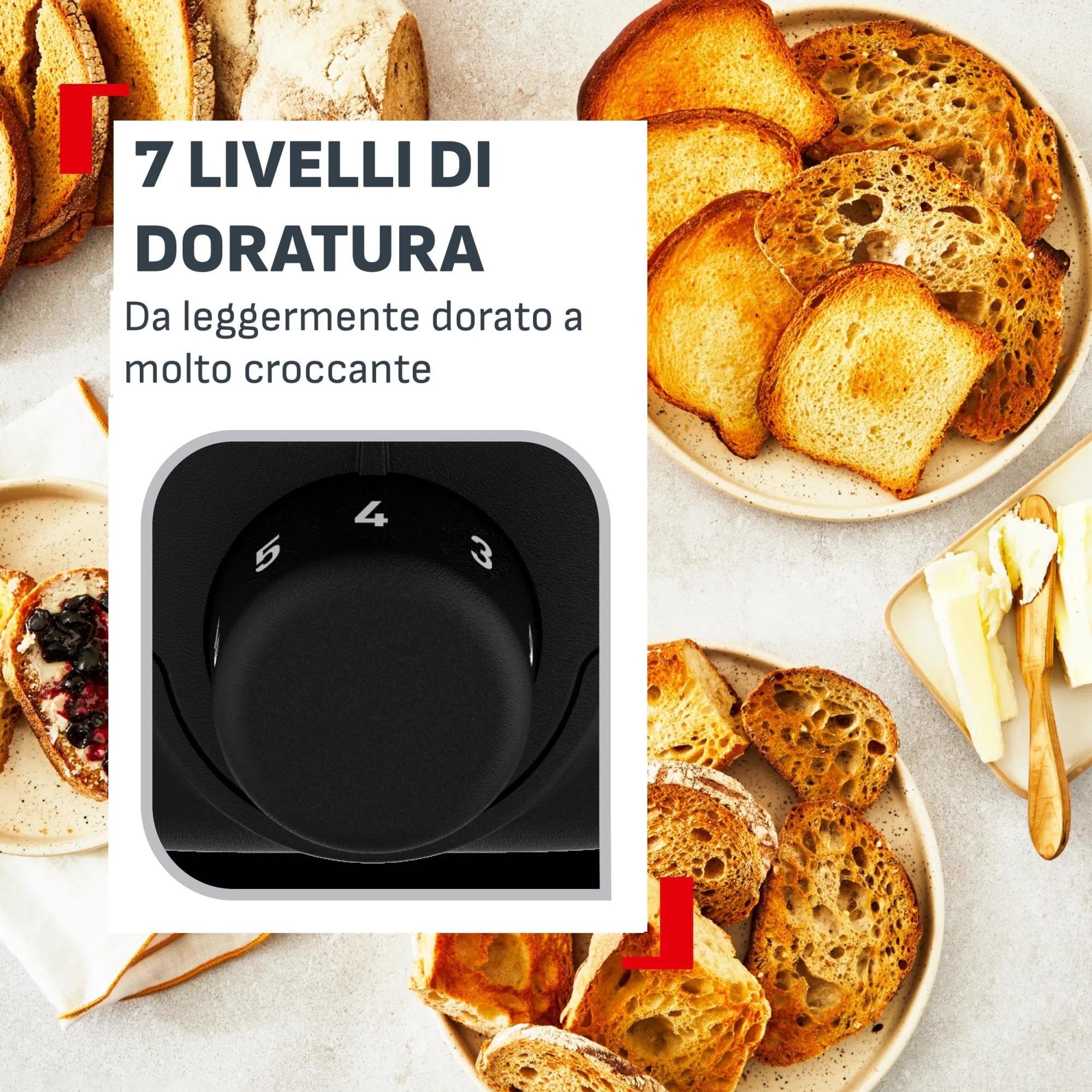 Tefal Element, Tostapane 2 Fette con Scaldapanini Integrato, Design In Acciaio Inossidabile, 7 Livelli Di Doratura, TT4308E0