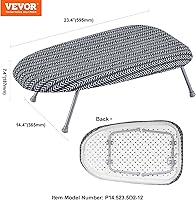 Vista 7 de VEVOR Tabla de Planchar de Sobremesa 23.4 x 14.4 Pulgadas, Tabla de Planchar Pequeña con Cubierta Resistente al Calor y Cubierta 100% Algodón, Mini