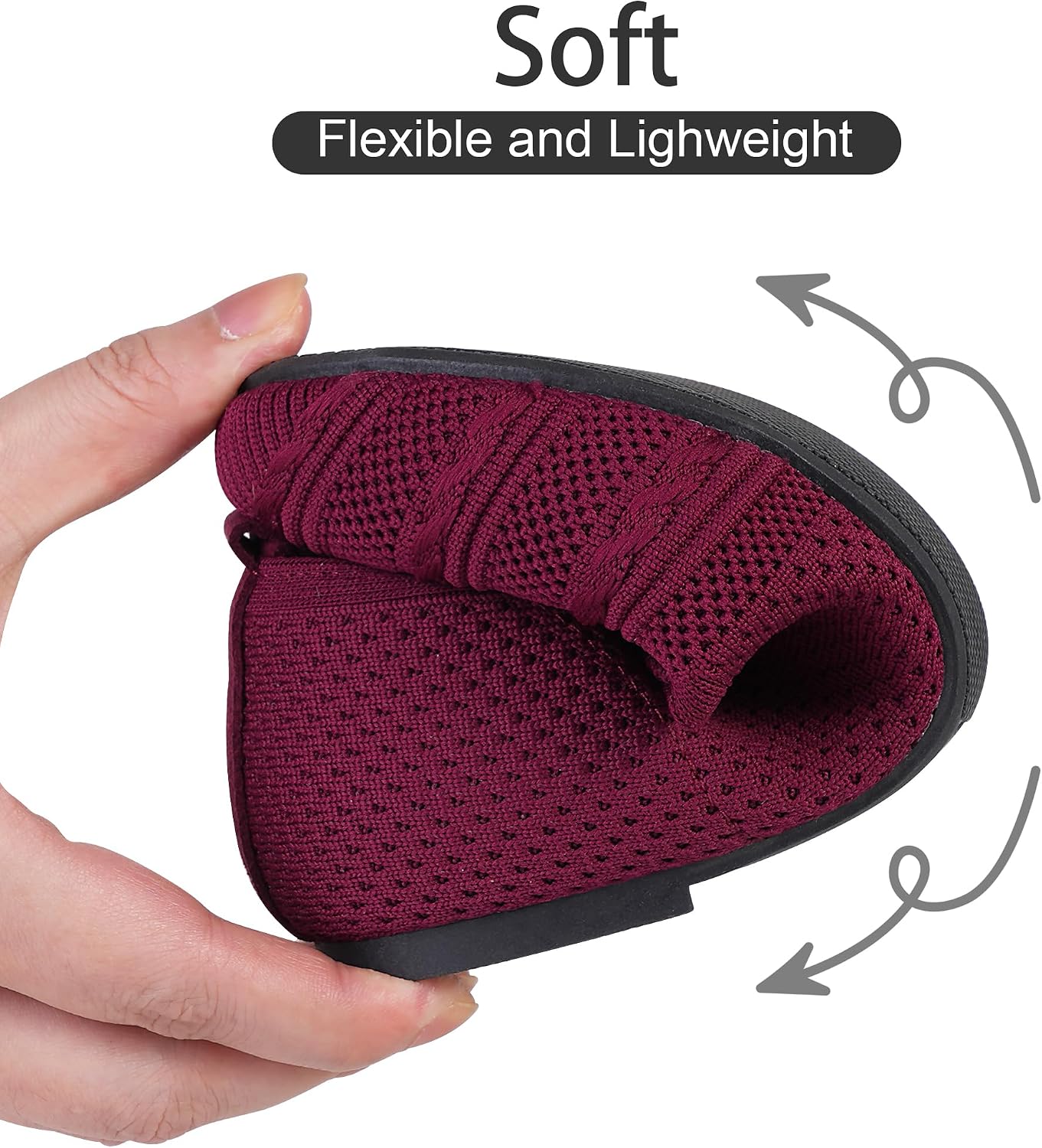 Women's Wide Width Ballet Flat Shoes Washable Knit Dress Shoes Comfortable Round Toe Slip on Women Flats for Dressy Ballerina Casual Office Work Wedding