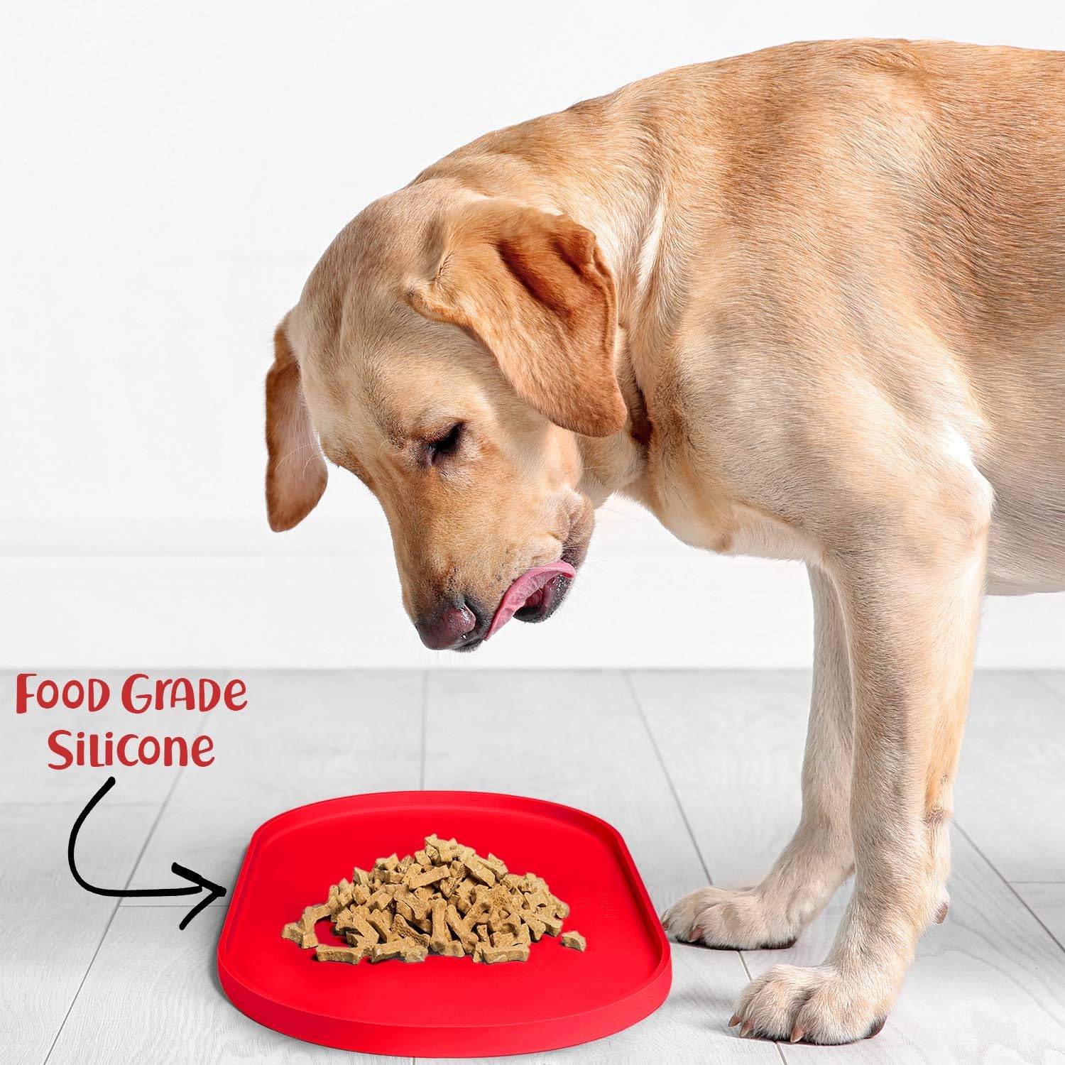 DogBuddy Dog Food Mat - Waterproof Dog Bowl Mat, Silicone Pet Mat for Food and Water Bowls, Nonslip Pet Feeding Mat with Edges, Dogs Food Mats for Floors, Puppy Supplies (Large, Red) image 5