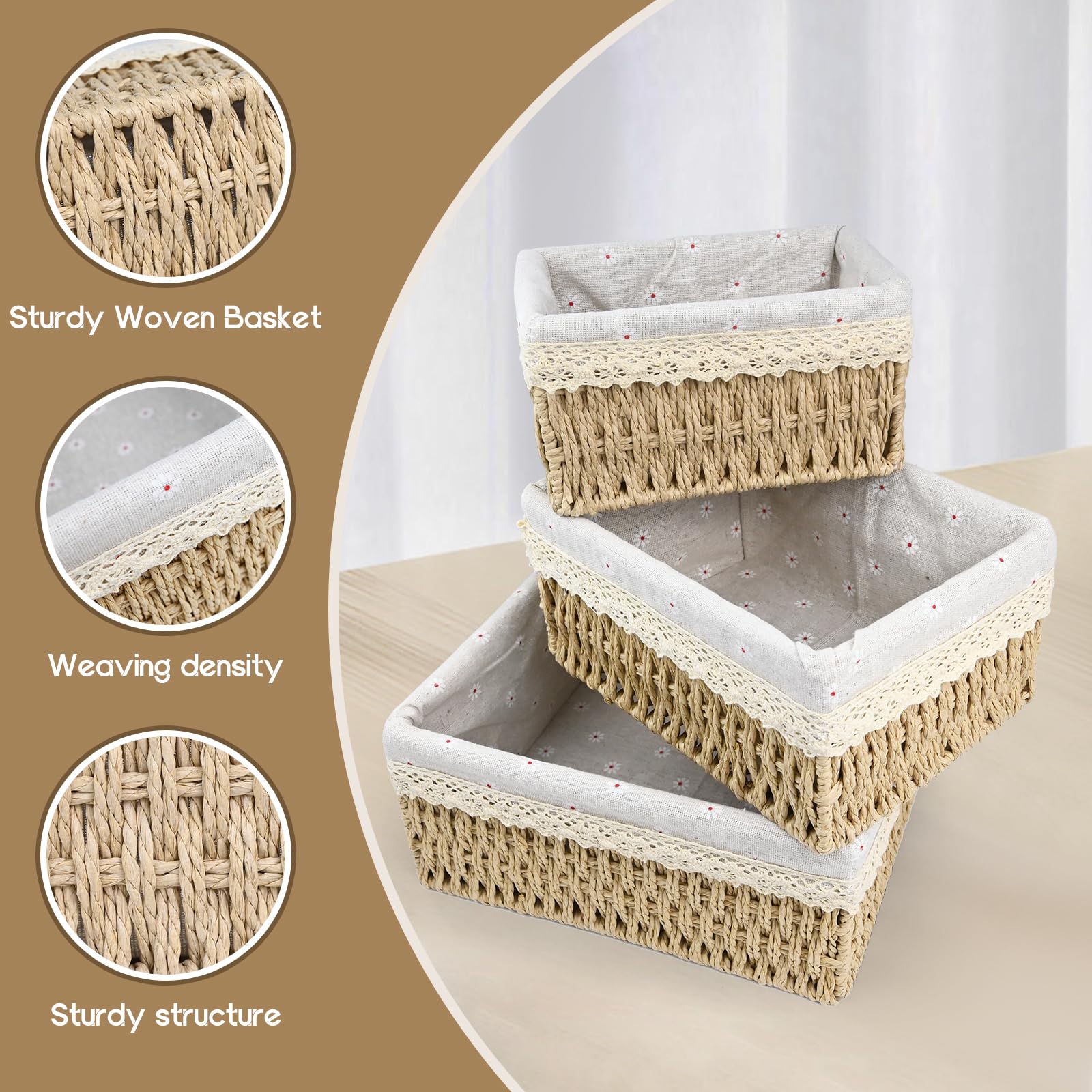 Cesta de almacenamiento, cesta de juguetes para almacenamiento, baño, cestita trenzada, cambiador, organizador, cestitas para habitación infantil, cajas, cesta, cesta pequeña, juego de 3 de material