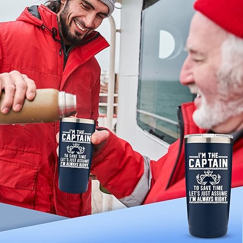 Miniatura 7 de Vaso de barco con tapa con la frase "I'm The Captain & I'm Always Right", regalos para hombres, divertidos regalos de barco, regalo para amantes de