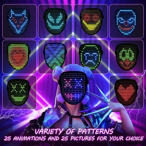 Miniatura 2 de LED Mask, Light Up Mask with Gesture Sensing for Festival Dj Cosplay Masquerade Part Christmas Birthday Gifts for Kids