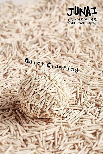 Miniatura 2 de Junai Pet Arena para gatos de tofu original lavable y aglutinante, pellets de 0.079in, natural vegana, ligera y libre de polvo, biodegradable, azul