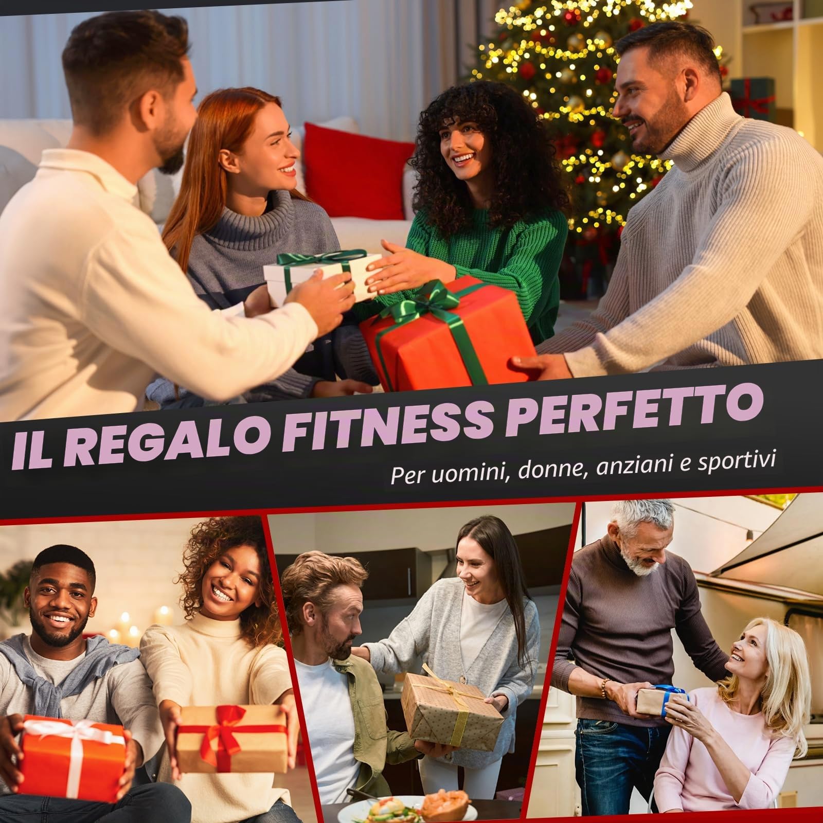 Elastici Fitness, Bande Elastiche Fitness con Maniglie e 5 Livelli di Bande di Resistenza da Lattice Naturale per Allenamento Palestra Pilates Yoga Riabilitazione, Kit Allenamento Casa per