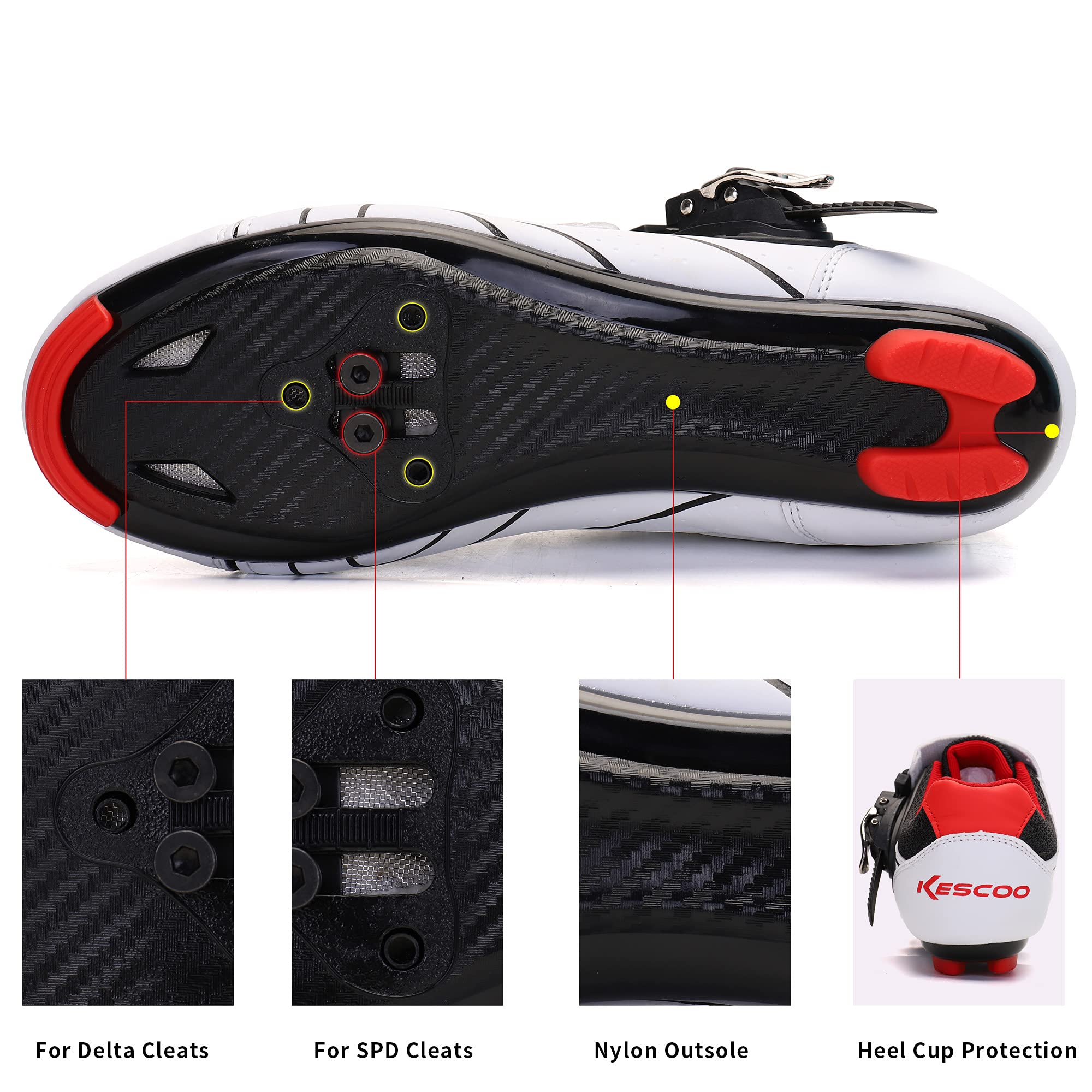 Chaussures Vélo Kescoo Noires Unisexe – Cales Delta 3 Trous Incluses – Taille 43 (homme 9)