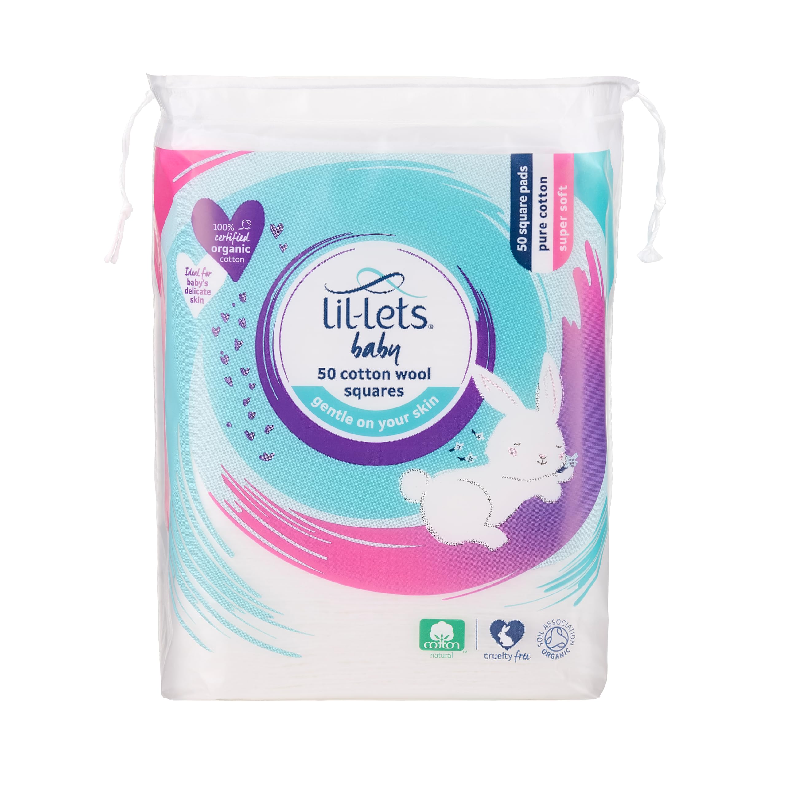 Lil-Lets Baby Cotton Wool Oval Pads, Certified Organic, 100% Pure Cotton Wool, Soft and Absorbent, Gentle on Baby's Delicate Skin, Dermatologically Tested, Ideal for Newborns, Pack of 50 Oval Pads — view 10