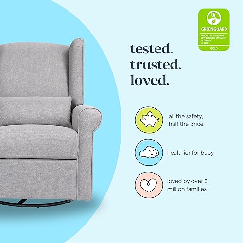 Miniatura 4 de DaVinci Hayden - Planeador reclinable y giratorio en gris brumoso oro verde y certificado CertiPUR-US