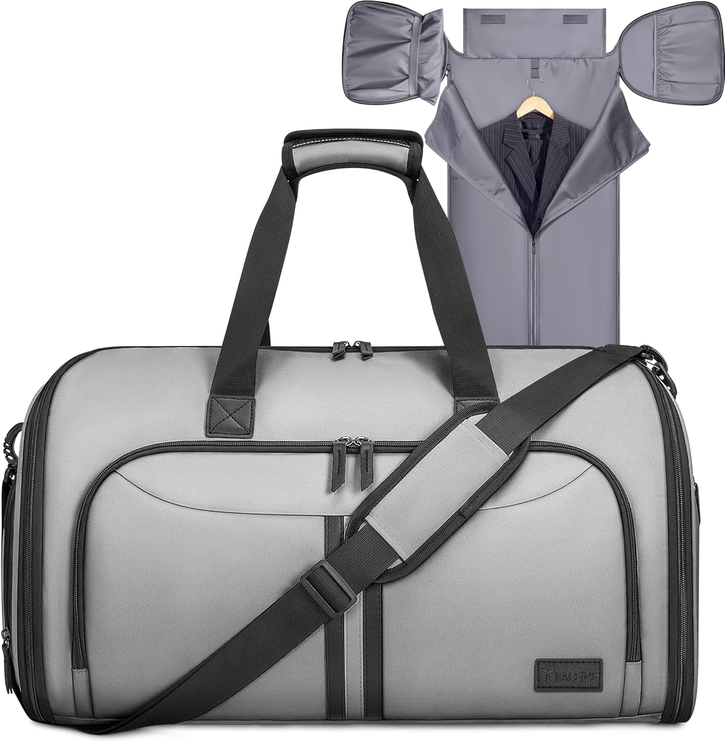 BALEINE Convertible Travel Garment Bag, Travel Suit Bag for Men, 2 in 1 Carry on Garment Bag for Hanging Clothes, Garment Duffel Bag for Travel Business (Gray)