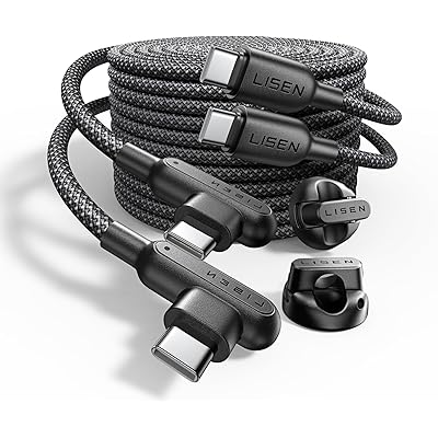 LISNE USB PD ケーブル【2本セット,2m】100W USB C to C 2個コードホルダー,高速充電ケーブル タイプc 480Mbpsデータ転送  …