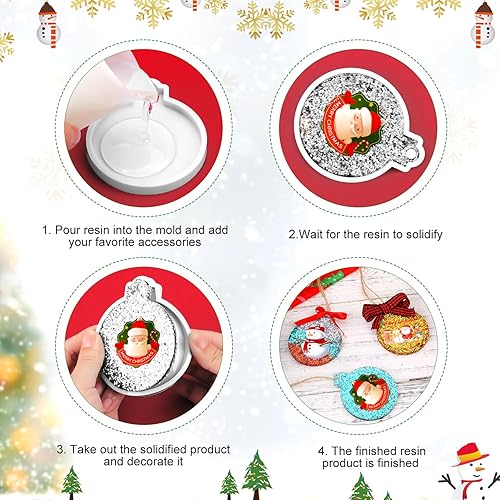 Miniatura 4 de 6 moldes de resina de Navidad de silicona, 3 diseños, molde suave para colgante de Navidad con agujero, moldes de resina para manualidades,