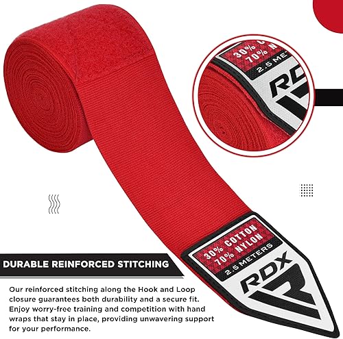 Miniatura 7 de RDX Boxing Wraps Kids 2.5M Guantes internos, Vendajes elásticos para el pulgar, Junior Under Mitts Protector de puño de mano Correas de soporte de