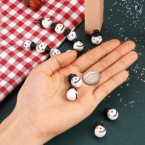 Miniatura 8 de KISSITTY Acerca de 20 unidadeshebra de cuentas de muñeco de nieve de Navidad hechas a mano Lampwork Snowman Beads Spacer Perlas de joyería de vidrio