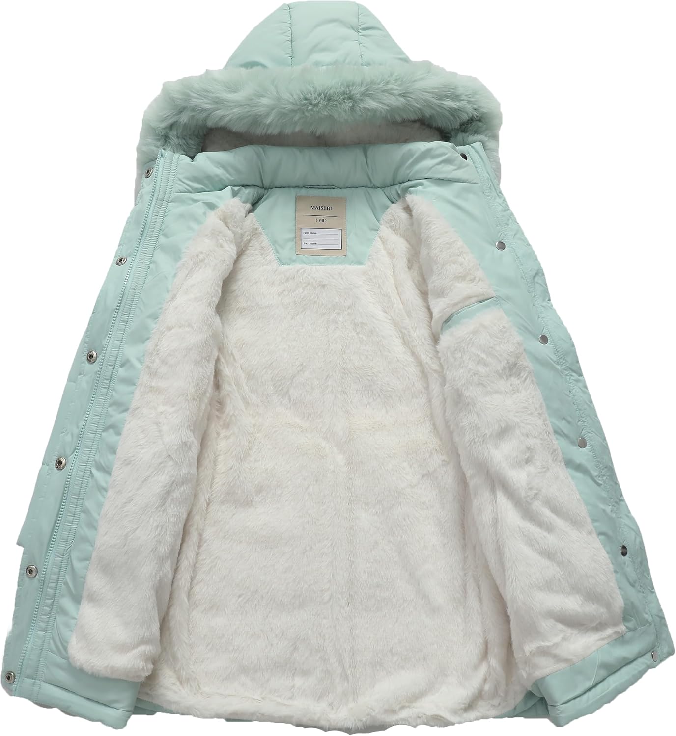 Girls Winter Jacket Long Puffer Coat with Removable Hood,Kid's Warm Insulated Parka for Cold Weather, Full Zip - Image 3
