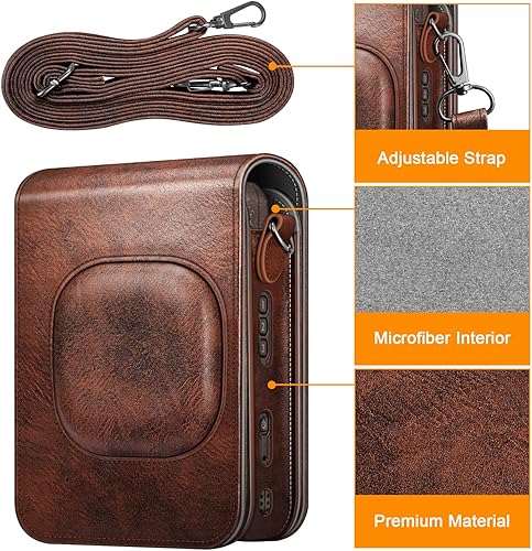 Miniatura 2 de Fintie Funda de transporte para cámara instantánea híbrida Fujifilm Instax Mini LiPlay - Funda portátil de cuero vegano premium con correa
