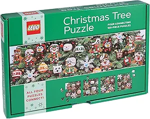 Lego Christmas Tree Puzzle | Four Connecting 100-Piece Jigsaw Puzzles