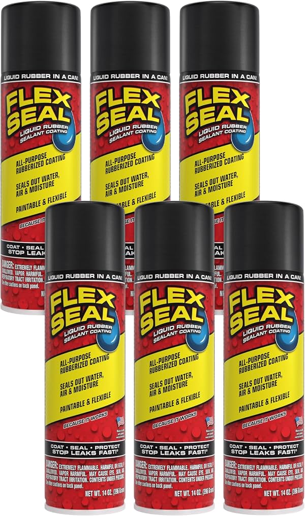 Spray de goma sellador Flex Seal, 14 oz, negro (paquete de 6)
