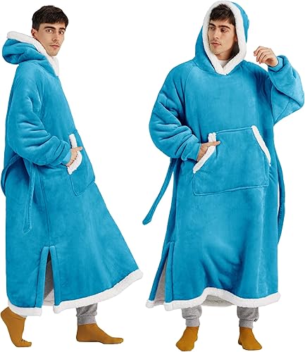 Miniatura 10 de Bedsure Sudadera con capucha de forro polar Sherpa para mujer con bolsillo y cinturón, manta cálida con capucha de regalo para novia y mamá