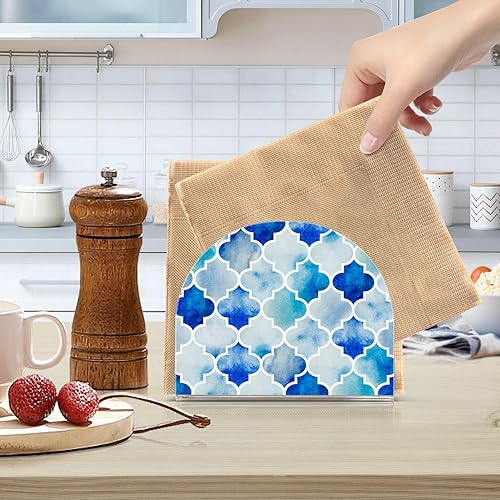 Miniatura 6 de Servilletero de azulejos marroquíes azules para mesa, dispensadores de servilletas de tejido acrílico, servilleteros de cóctel para mesa de comedor,