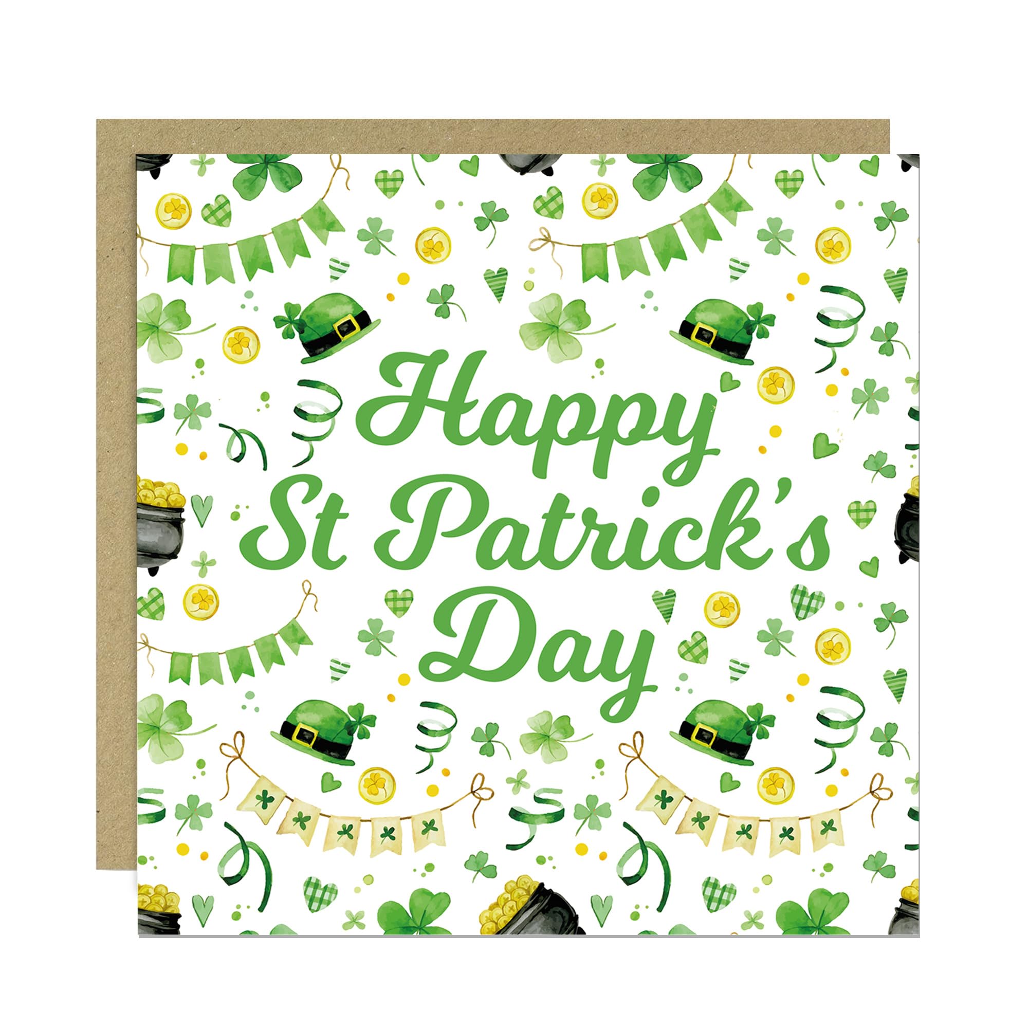 RED OCEAN Happy St Patricks Day Greetings Card For Friends Family Kids - 14.5x14.5cm With Envelope, St Paddys Day Card, Irish Cards, St Patrick's Day Card