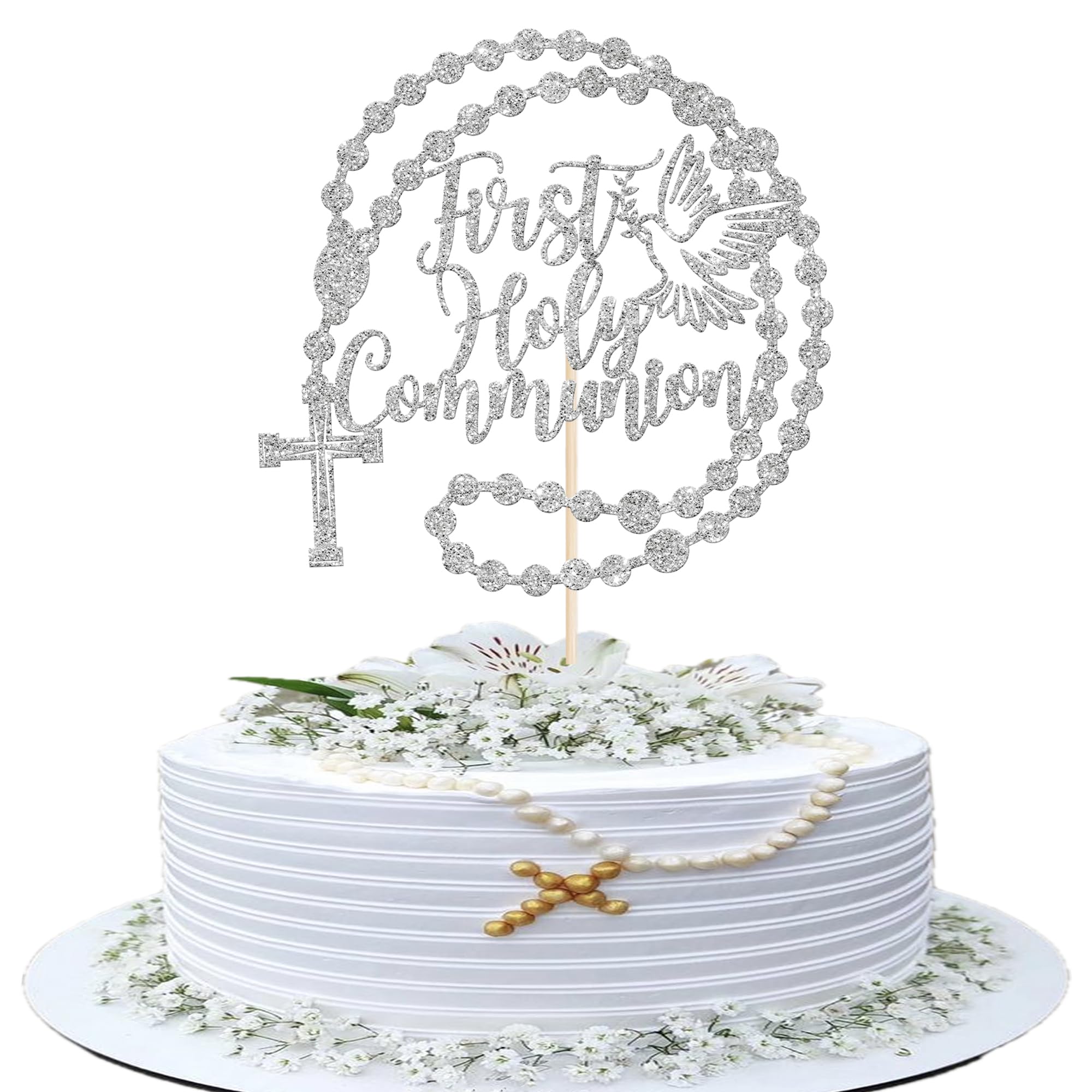 ZHUOWEISM 10 PCS Acrylic Cross Cake Topper Christian Baptism God Bless Cake Pick for First Communion Theme Baby Shower Birthday Party Cake Decorations Supplies Gold — view 20