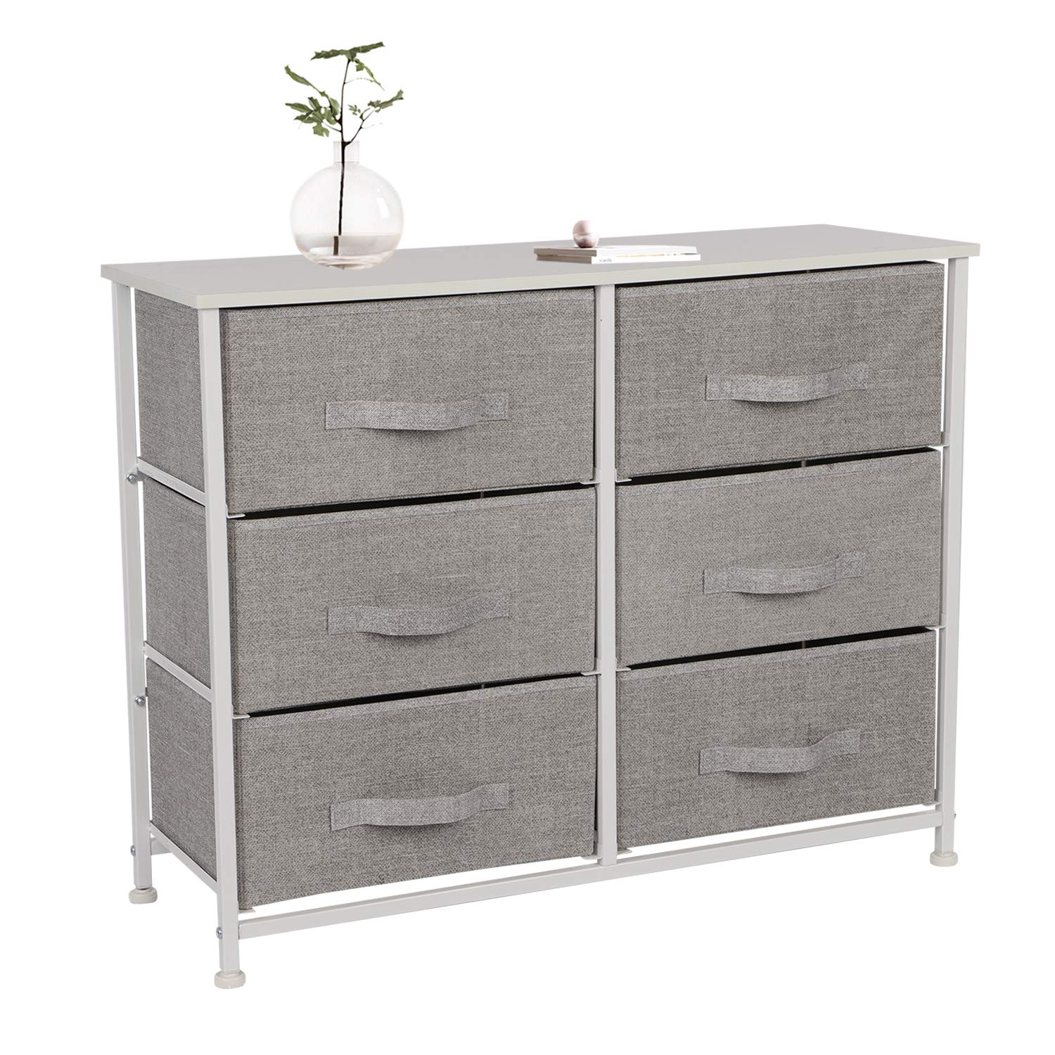 YITAHOME Cassettiera in tessuto, armadietto con 8 cassetti, Cassettiera per Corridoio in Tessuto, con vano contenitore in tessuto per soggiorno, camera da letto, cameretta dei bambini, Grigio Chiaro