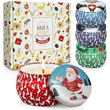 Christmas Candle Gift Set for Women, 4 Pack Long Lasting Soy Wax Candles with Lavender, Cookie, Fir &amp; Cinnamon Apple Scents, Aromatherapy Candles for Home, Perfect Holiday Gifts
