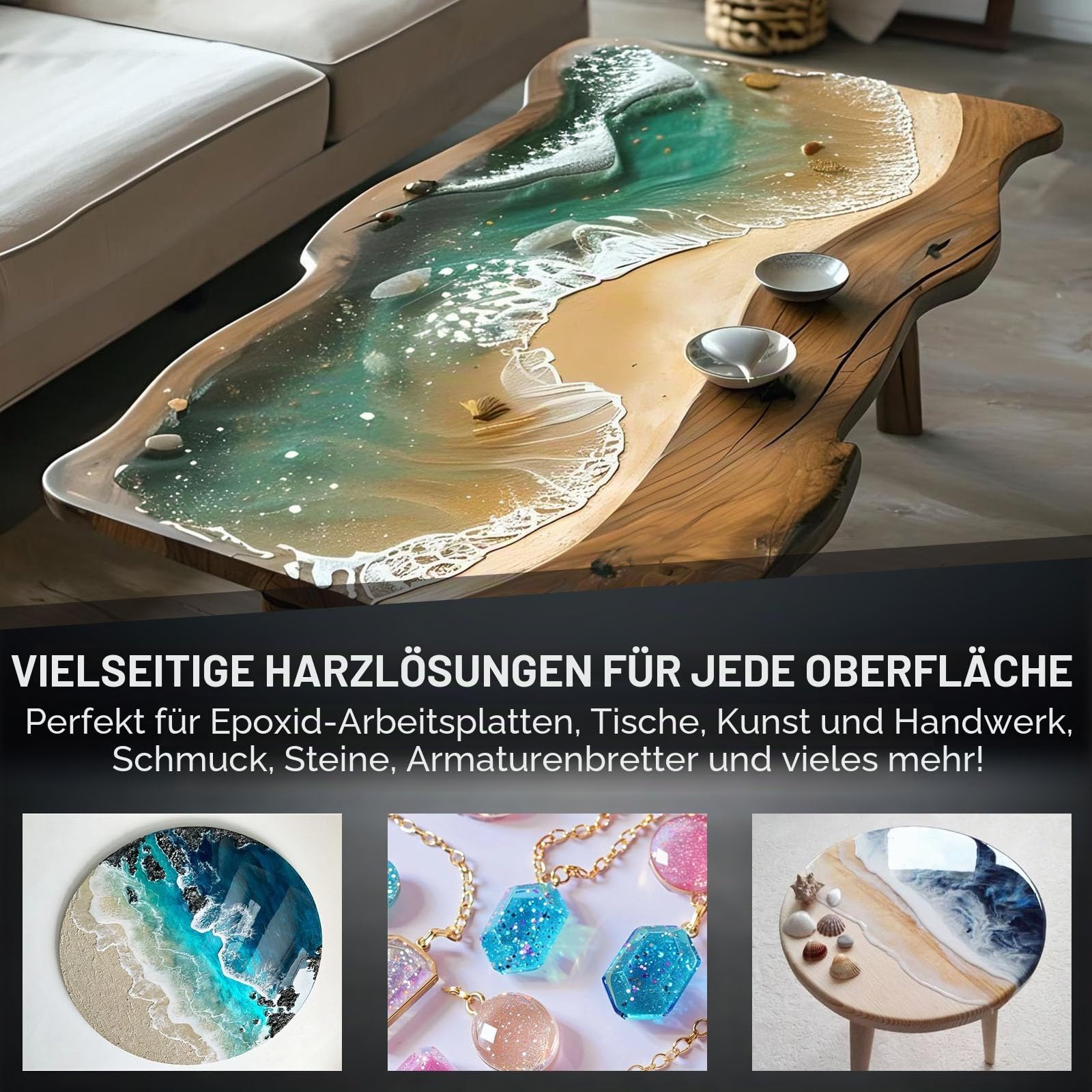 Harz-Polierset, 500+500ml, Profi-Politur und Epoxidreiniger, speziell formuliert für Epoxidharz, entfernt Kratzer und Schrammen, perfekt für Heimwerker, Heimdekoration