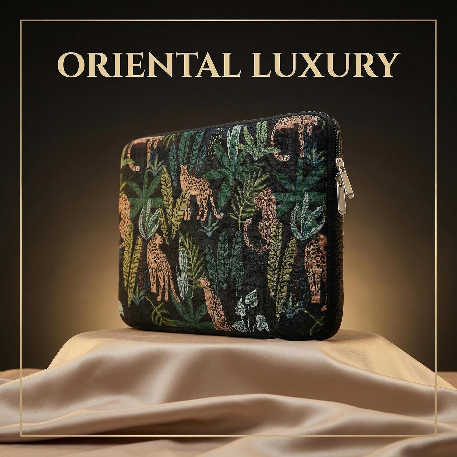 Brocade Laptop Sleeve for MacBook Air/Pro/Neo Butterfly and Botanical Pattern Slim Fit 13.3/13.6 Inch 34.5x24.5x2.5cm (Leopard, 13.3/13.6 Air/Pro/Neo)