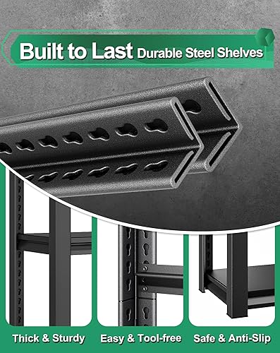 Miniatura 5 de Estantes de almacenamiento de garaje de 1400 libras resistentes, 35 pulgadas de ancho x 16 pulgadas de profundidad x 66 pulgadas de alto, estantes