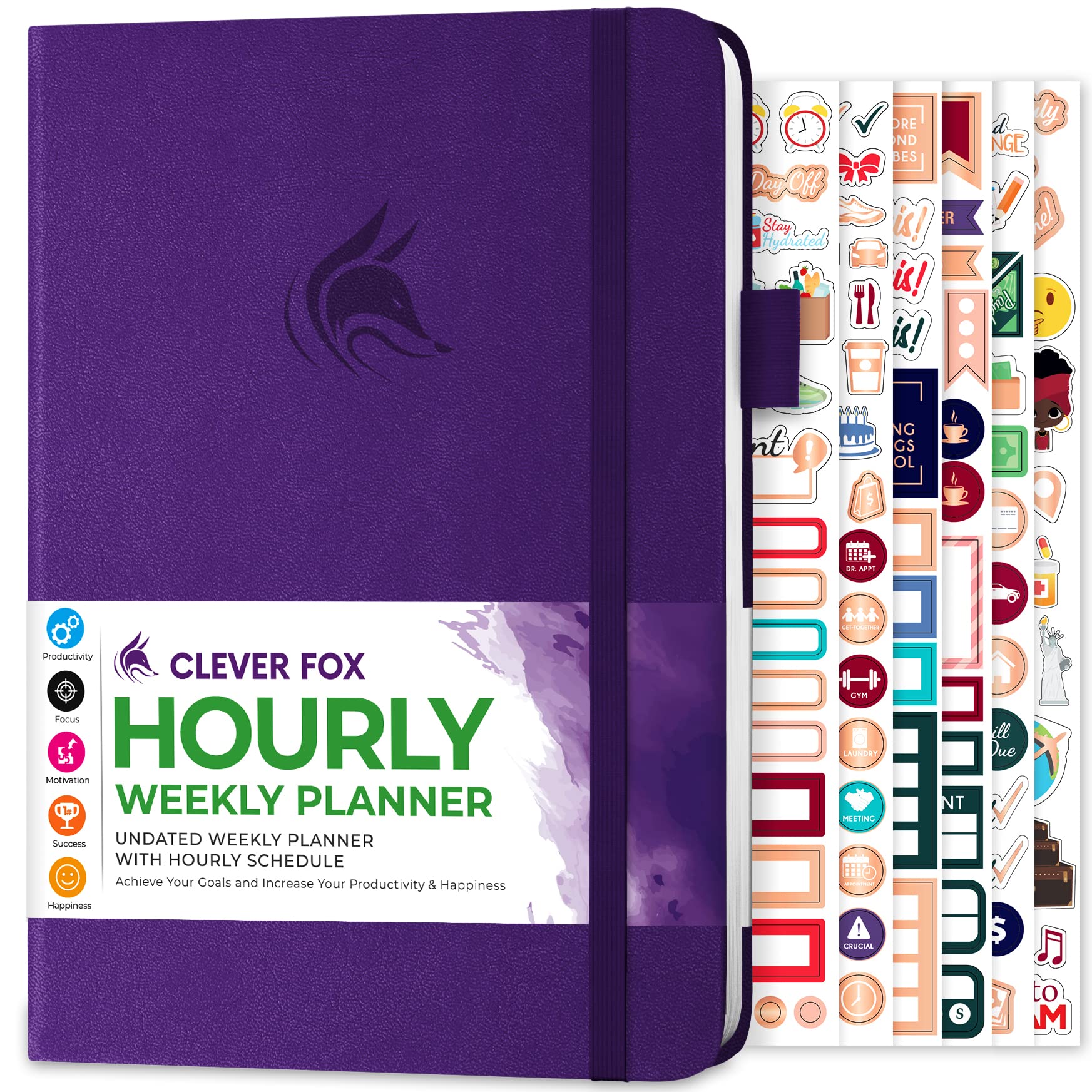 Clever Fox Planner Schedule – Weekly & Monthly Life Planner with Time Slots, Appointment book, and Daily Organizer to Increase Productivity, Undated, A5 (5.8″x8.3″) Hardcover, Lasts 1 Year, Purple