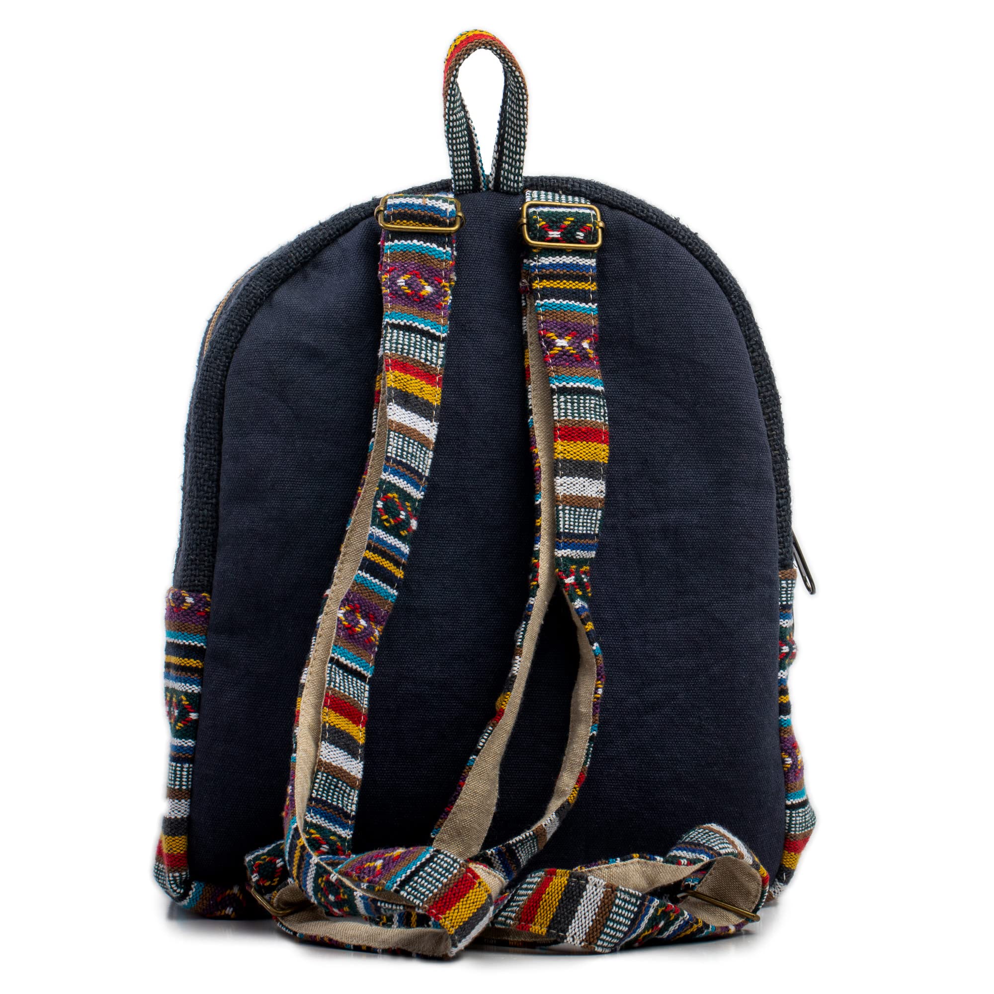 Freakmandu, mini zaino in canapa, stile boho, ecologico, unisex, rustico, durevole, Stampata., S, Boho