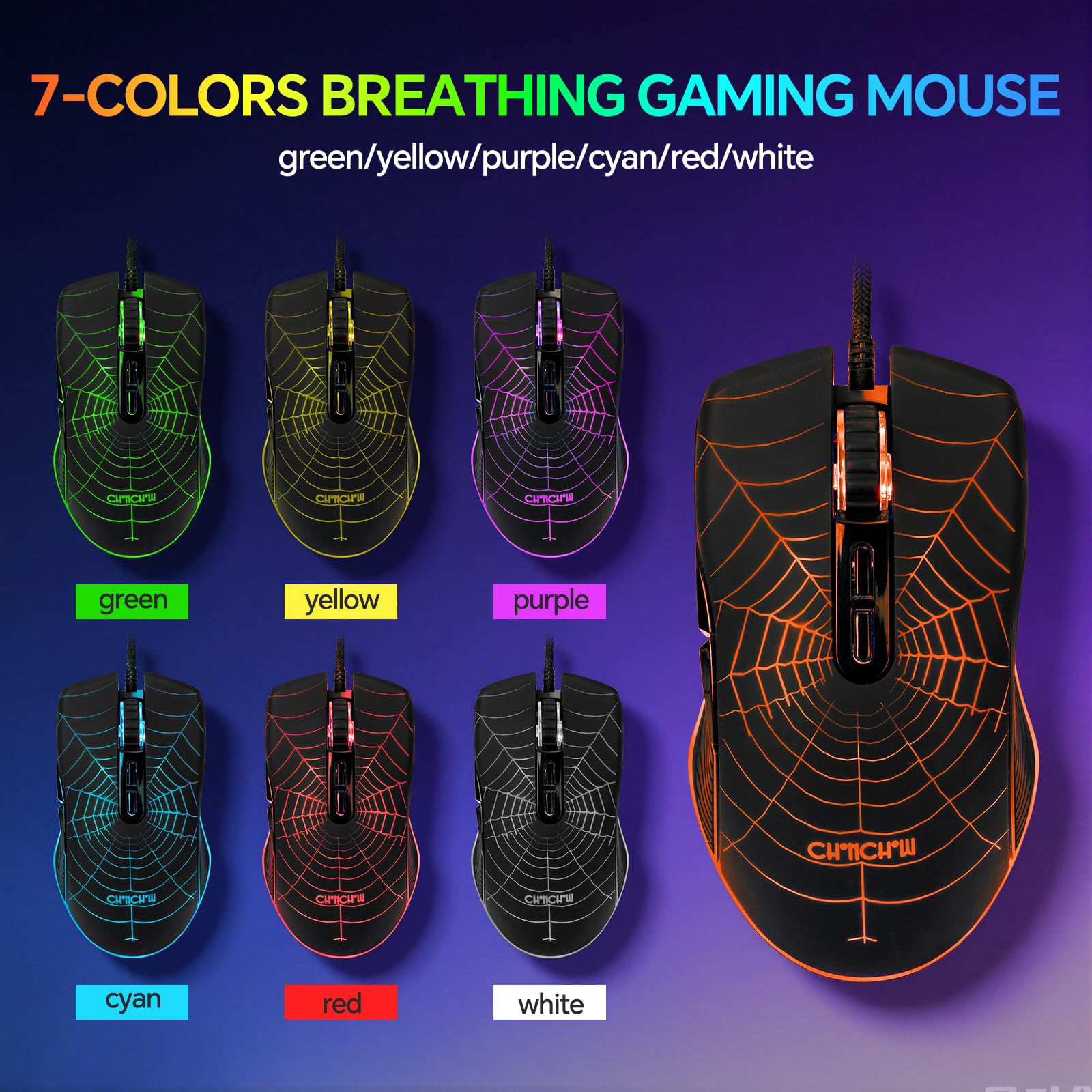 Juego de teclado, mouse y auriculares con micrófono, todo en uno, USB, con cable RGB, retroiluminado, arco iris, botón lateral, compatible con PC, Windows, Xbox One, PS4, PS5 (negro)