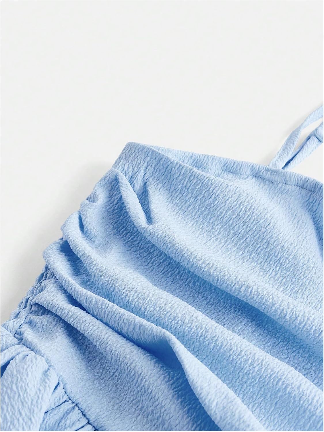 SHENHE Girl's Smocked Ruched A Line Swing Dress Layered Tie Shoulder Flowy Cami Short Dress - Image 4