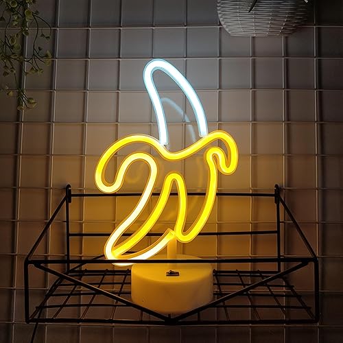 Vista 23 de JYWJ Letreros de neón con base de soporte, luz de neón alimentada por USB o 3 pilas AA, decoración LED de pared de escritorio, varias fiestas