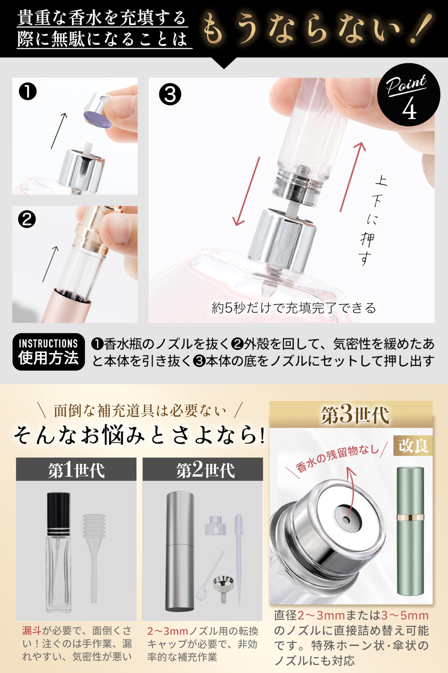 EANUさま専用CREED アトマイザー Creed Leather Travel Atomizer Beige Magnetic Cap 5ml/0.16 oz