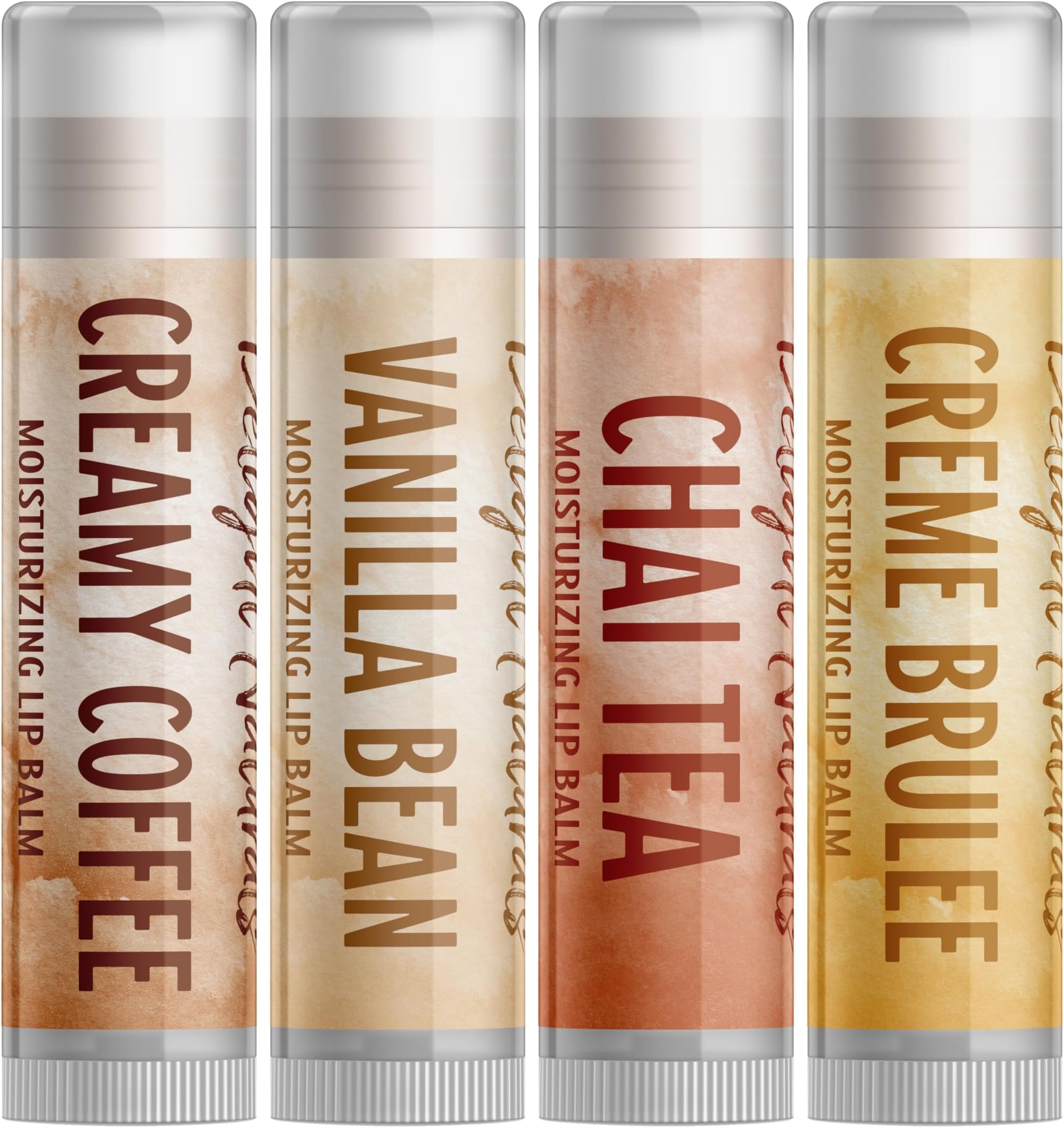 Coffee House Lip Balm Gift Set - Creamy Coffee, Chai Tea, Creme Brulee, Vanilla Bean