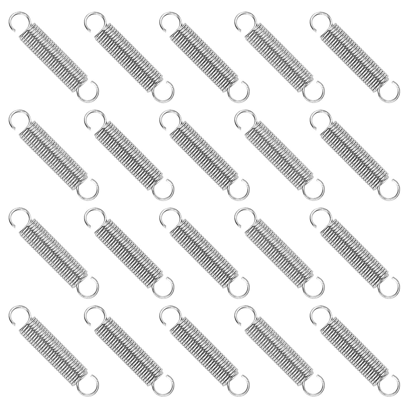 Roestvrijstalen trekveer met dubbele haak, vrije lengte 11,81/300 mm, draaddiameter 1 mm, buitendiameter,10 mm
