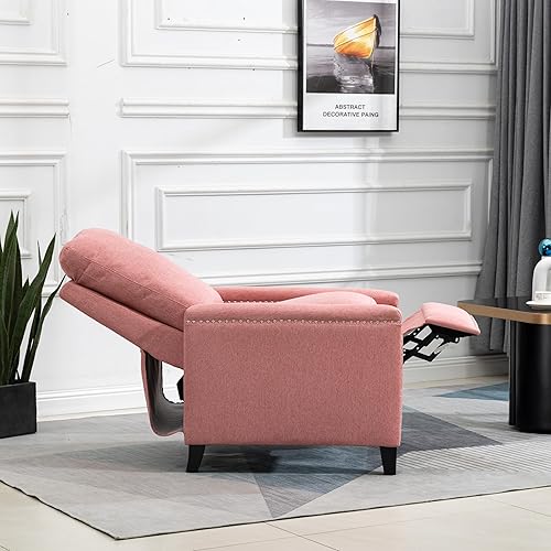 Miniatura 6 de Silla reclinable deslizante, moderna y cómoda, silla de ocio tapizada, sofá reclinable para sala de estar, remaches retro decorados, sillón