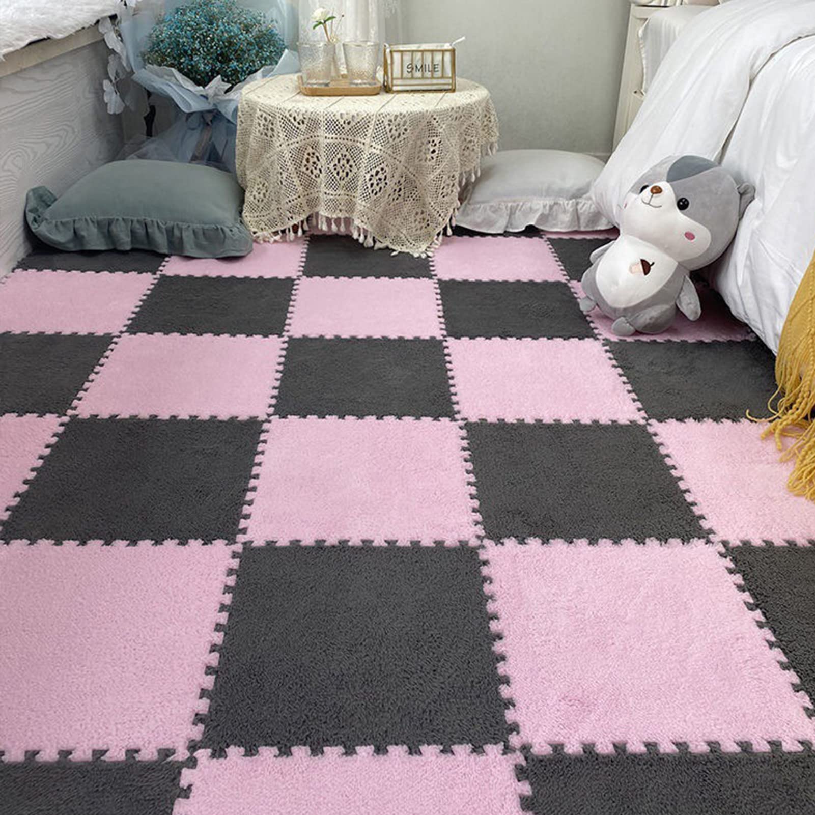 Amazon.co.jp: 起毛ジョイントマット もこもこ 30x30cm 厚さ1cm