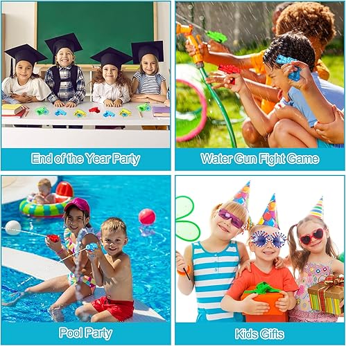 Miniatura 3 de Silipull Juego de 36 pistolas de agua para niños y niñas, potentes juguetes de agua, mini pistola de agua colorida con tarjeta y 4 rollos de cinta