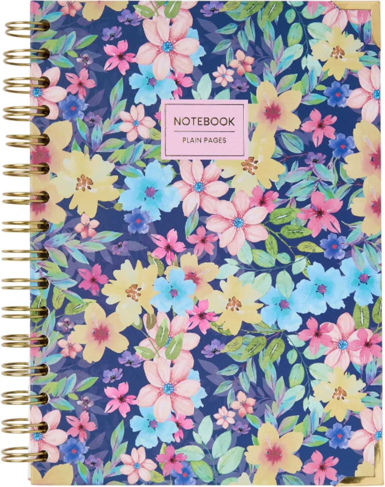 Takenote A5 Notebook - Blank Inside Pages, 96 White Pages, Notebook Size 15.5 x 21.5 cm, Hard Cover, Double Metal Spiral (Wire'o) - Olivia