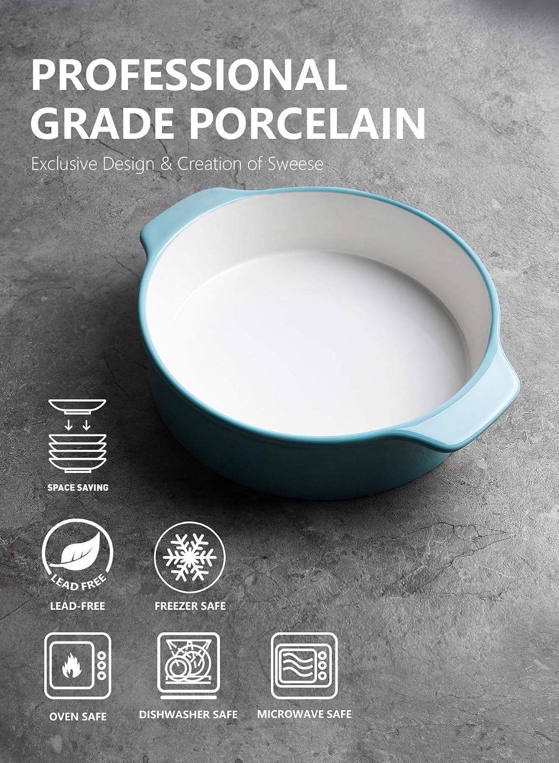Sweese 524.202 8 Inch Round Cake Pan, Non-stick Baking Pan Set of 2, Turquoise