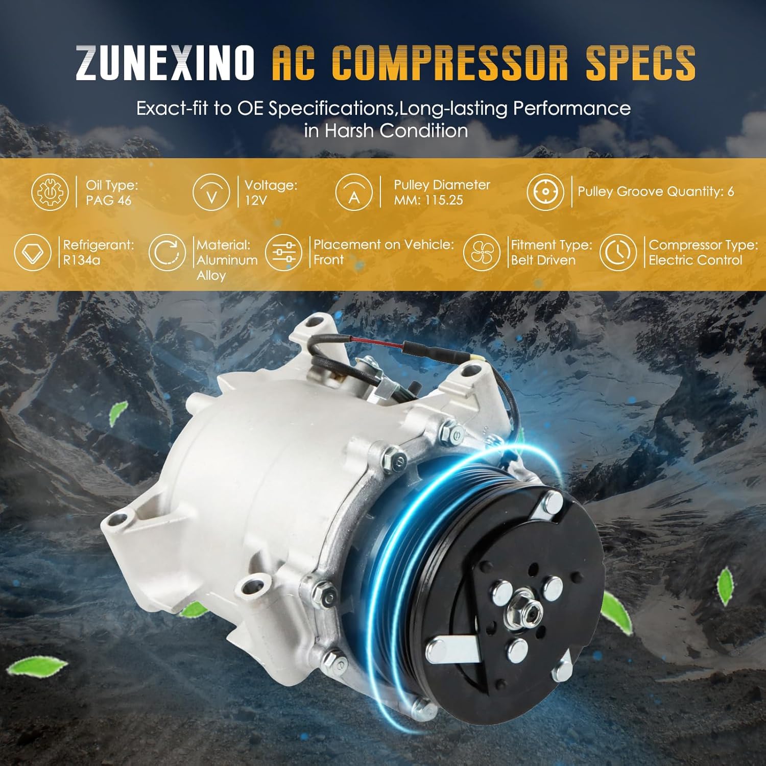 Air Conditioning Compressor AC Compressor Compatible with A-cura TSX 2009 2010 2011 2012 2013 2014 2.4L 2354CC for Nissan Versa 1.6L 2020 2021 2022, Replace 38810RL5A02 38900RL5A03